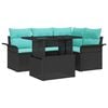 vidaXL Tr&auml;dg&aring;rdsoffset med kudde med lagring 5 pcs Svart Poly Rattan