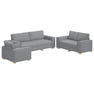vidaXL Soffa 3 pcs Ljusgr&aring; 220 x 80 x 84 cm Linnenblandad tyg