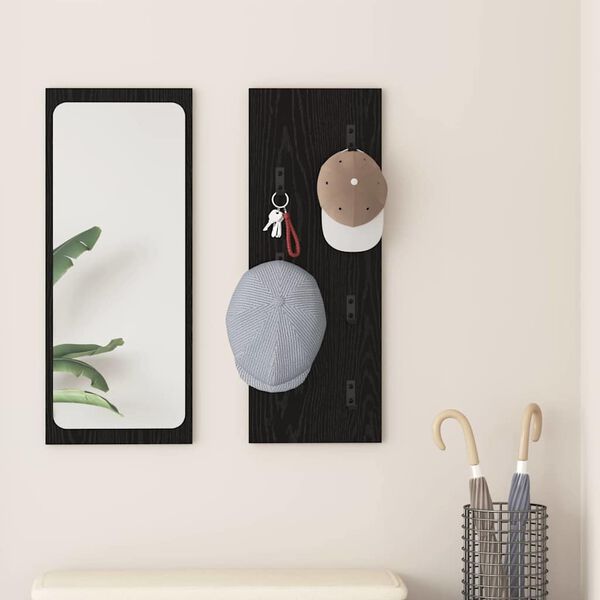 vidaXL Väggmonterad Klädhängare Väggmonterad Svart Ek 30 x 1,5 x 80 cm