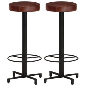 vidaXL Barstolar 2 st 76 cm &auml;kta l&auml;der