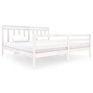 vidaXL S&auml;ngram vit massivt tr&auml; 200x200 cm