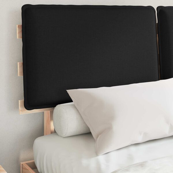 vidaXL Sängram med Klädd Huvudgavel Svart 140 x 190 cm Massiv furu