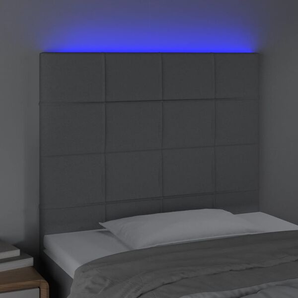 vidaXL S&auml;nggavel LED ljusgr&aring; 90x5x118/128 cm tyg