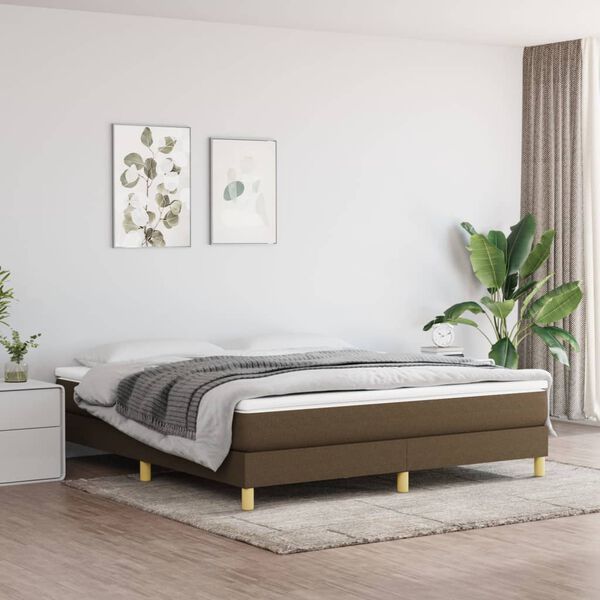vidaXL Boxspring-s&auml;ngram m&ouml;rkbrun 160x200 cm tyg