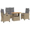 vidaXL Soffgrupp f&ouml;r tr&auml;dg&aring;rden med dynor 4 delar beige konstrotting