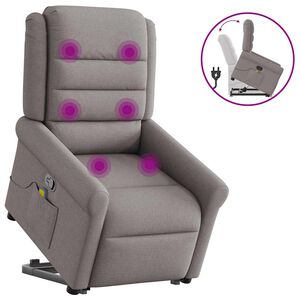 vidaXL Massagef&aring;t&ouml;lj med uppresningshj&auml;lp taupe tyg