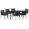 vidaXL Tr&auml;dg&aring;rdsm&ouml;belset 7 pcs Svart och Gr&aring; PE Rattan