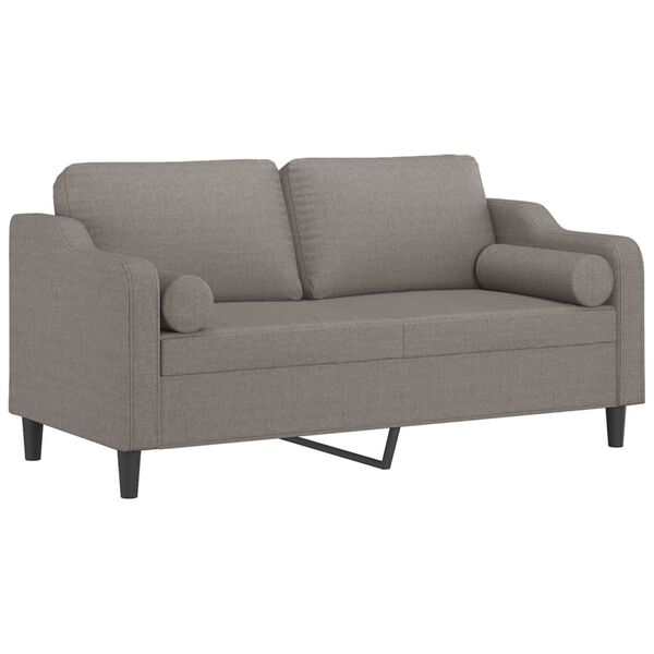 vidaXL 2-sits soffa med prydnadskuddar taupe 140 cm tyg