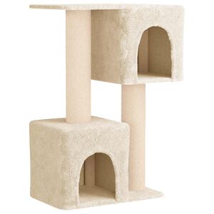 vidaXL Katttr&auml;d med sisal kl&ouml;spelare Gr&auml;ddvit 114 cm