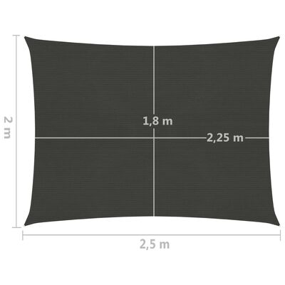 vidaXL Solsegel 160 g/m² antracit 2x2,5 m HDPE