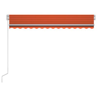 vidaXL Markis manuellt infällbar med LED 300x250 cm orange och brun