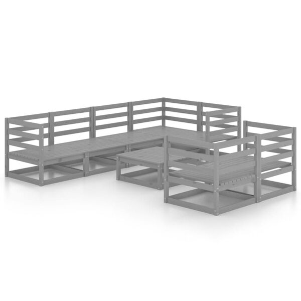 vidaXL Loungegrupp f&ouml;r tr&auml;dg&aring;rden 8 delar gr&aring; massiv furu