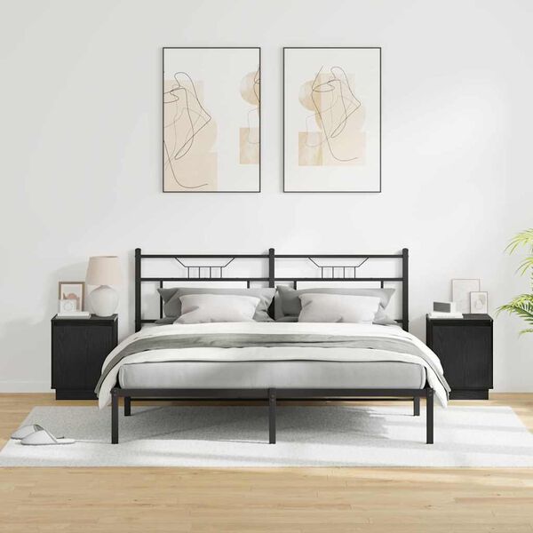 vidaXL Nattduksbord 2 pcs Svart Ek 39 x 34,5 x 50 cm Konstruerat tr&auml;