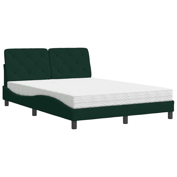vidaXL Bed with Mattress Dark Green 120x200 cm Velvet