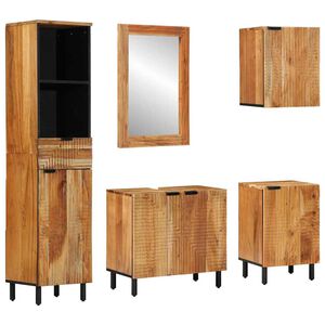 vidaXL Badrumssk&aring;psset 5 st Naturlig 38 x 33 x 160 cm