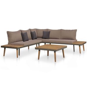 vidaXL Loungegrupp f&ouml;r tr&auml;dg&aring;rden med dynor 4 delar akaciatr&auml; brun