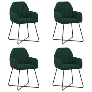 vidaXL Matstolar 4 st Sammet M&ouml;rkgr&ouml;n 55 x 50 x 84 cm