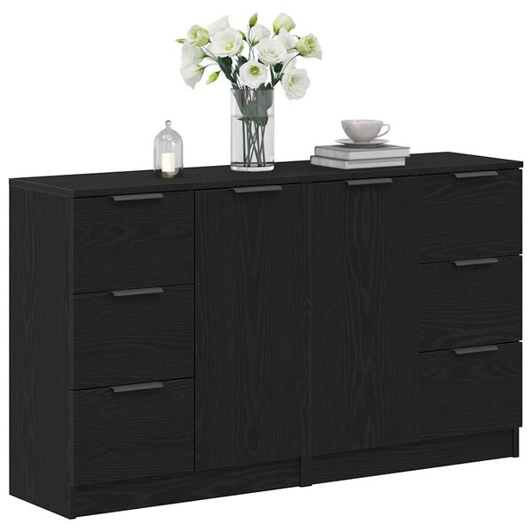 vidaXL Sideboard med l&aring;da Svart Ek 180 x 30 x 70 cm Konstruerat tr&auml;