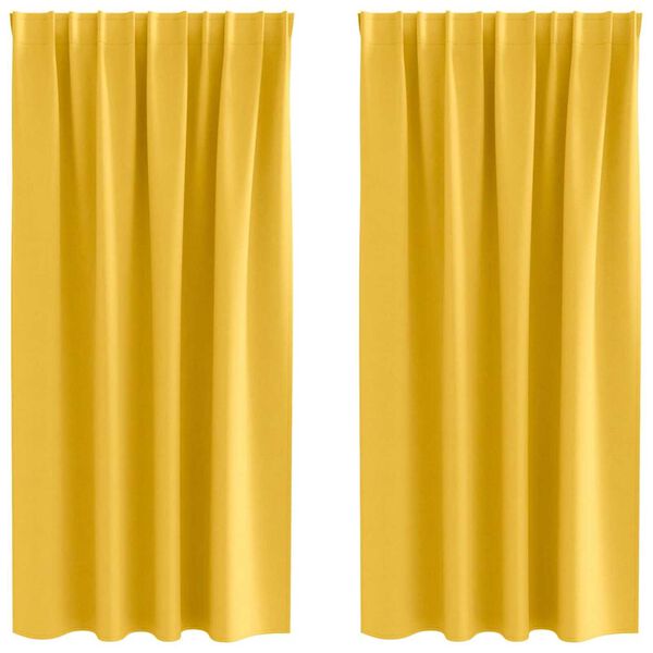 vidaXL M&ouml;rkl&auml;ggningsgardiner med Ringar 2 pcs Senapsgul 175 x 140 cm