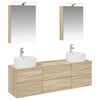 vidaXL Badrumsm&ouml;belset 5 pcs Sonoma-ek Konstruerat tr&auml; och glas