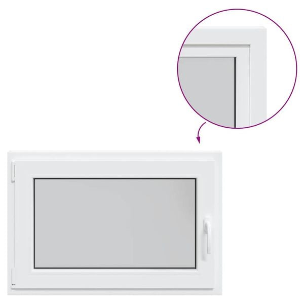 vidaXL Källarfönster "RISOR" 90x70 cm Tilt- och vridfönster DIN vänster vit