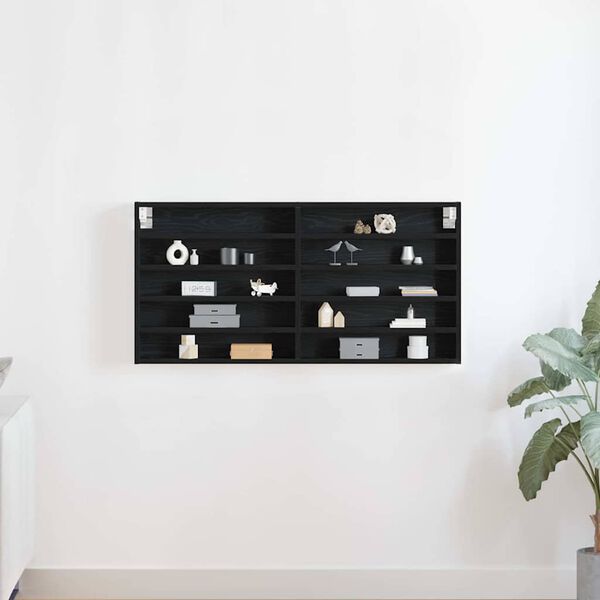 vidaXL Visningssk&aring;p Svart Ek 100 x 8,5 x 50 cm Konstruerat tr&auml;