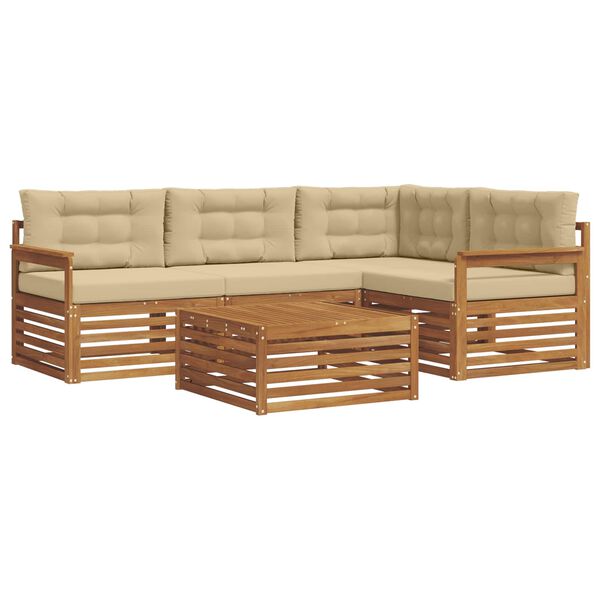 vidaXL Utomhussoffset med kudde 5 pcs Naturlig och Beige