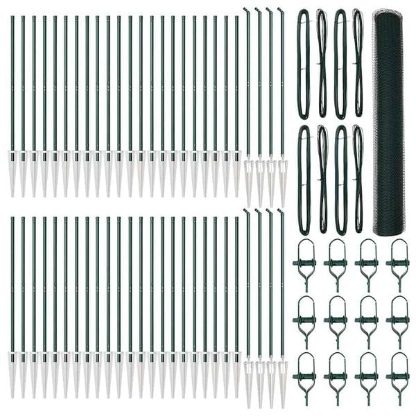 vidaXL Stängselstolpe Grön 100 x 1,4 m (25 mm maskor) Stål och PVC