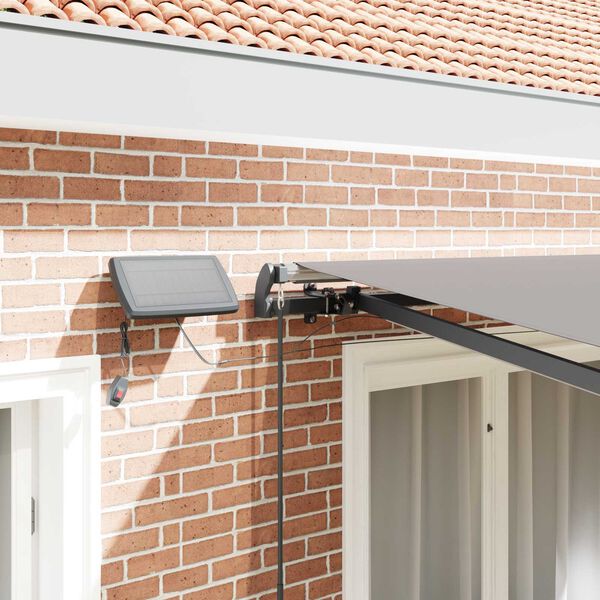 vidaXL Utfällbar markis med LED -remsljus Ljusgrå 300 x 250 cm tyg