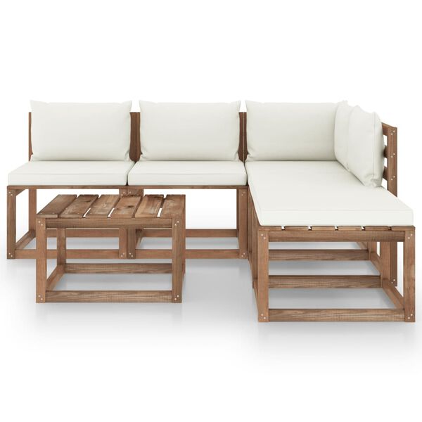 vidaXL Pallsoffgrupp med dynor 6 delar impregnerad furu