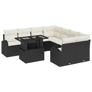 vidaXL Tr&auml;dg&aring;rdsoffset med lagring 9 pcs Svart konstrotting