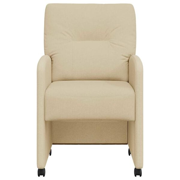 vidaXL Matstolar med hjul med hjul 2 pcs Kr&auml;m 57 x 67 x 95 cm tyg