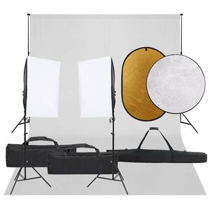 vidaXL Fotostudio med lampor, bakgrund och reflexsk&auml;rm