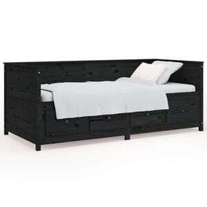vidaXL Dagb&auml;dd svart 90x190 cm massiv furu