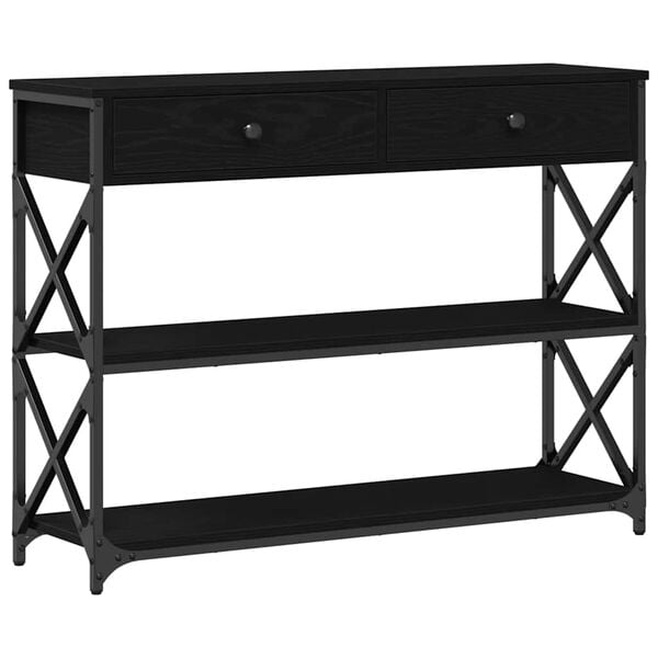 vidaXL Konsol Bord med låda med hylla Svart ek 100 x 28 x 75 cm