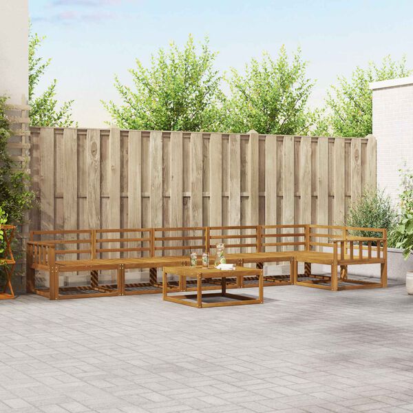 vidaXL Utomhussoffset 7 pcs Naturf&auml;rg Massivt Akaciatr&auml;