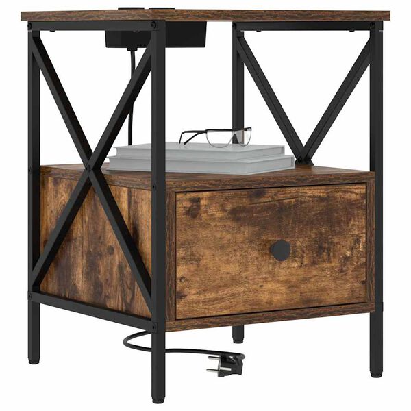 vidaXL Nattduksbord R&ouml;kt ek 41,5 x 40,5 x 55 cm Konstruerat tr&auml;