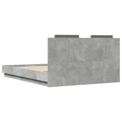 vidaXL Sängram med huvudgavel betonggrå 150x200 cm konstruerat trä