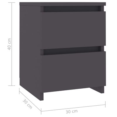 vidaXL Sängbord 2 st grå 30x30x40 cm konstruerat trä
