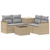 vidaXL Soffset 6 st Beige och Ljusgr&aring; Poly Rattan och st&aring;l