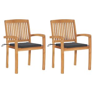 vidaXL Tr&auml;dg&aring;rdsstolar med antracita dynor 2 st massiv teak