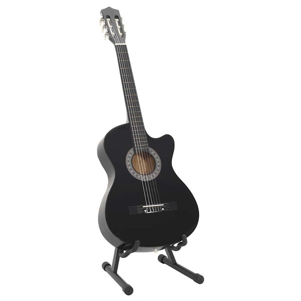 vidaXL Gitarr 12 delar med 6 strängar western svart 38"