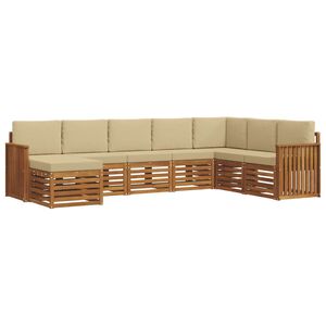 vidaXL Utomhussoffset 8 pcs Naturlig och Beige Massivt Akaciatr&auml;