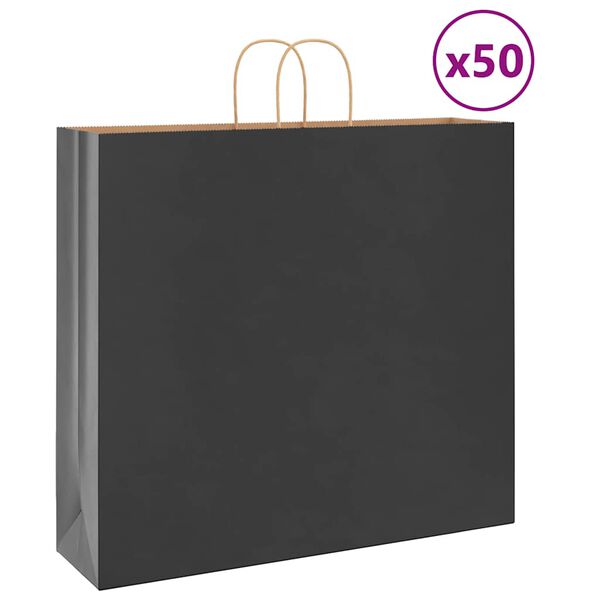 vidaXL Pappersp&aring;sar 50 st med handtag svart 54x15x49 cm