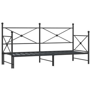 vidaXL Dagb&auml;dd med rull utan madrass svart 90x190 cm st&aring;l