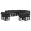 vidaXL Utomhussoffset med kudde 12 pcs Svart och M&ouml;rkgr&aring; Polyester