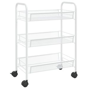 vidaXL Rullvagn 3 v&aring;ningar vit 46x26x64 cm j&auml;rn