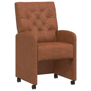 vidaXL Matstolar med hjul 2 st Konstl&auml;der Brun 58 x 67 x 97 cm