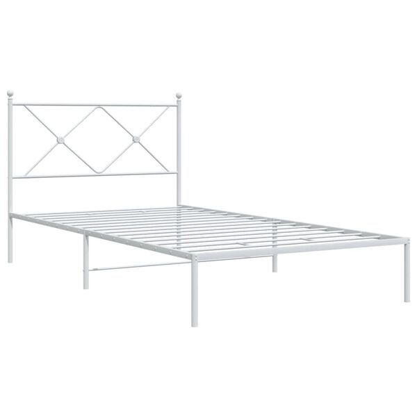 vidaXL Sängram med huvudgavel metall vit 107x203 cm