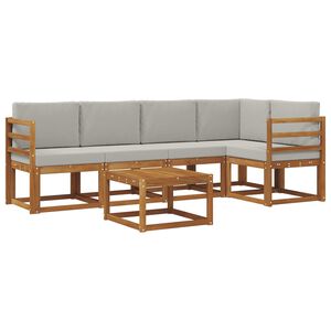 vidaXL Utomhussoffset med kudde 6 pcs Naturlig och Ljus Gr&aring;